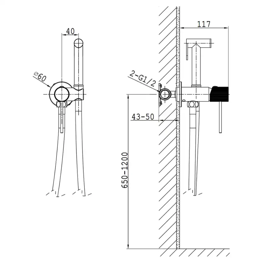 Гигиенический душ со смесителем AVS Pulse 811-031-GM, оружейная сталь фото 12