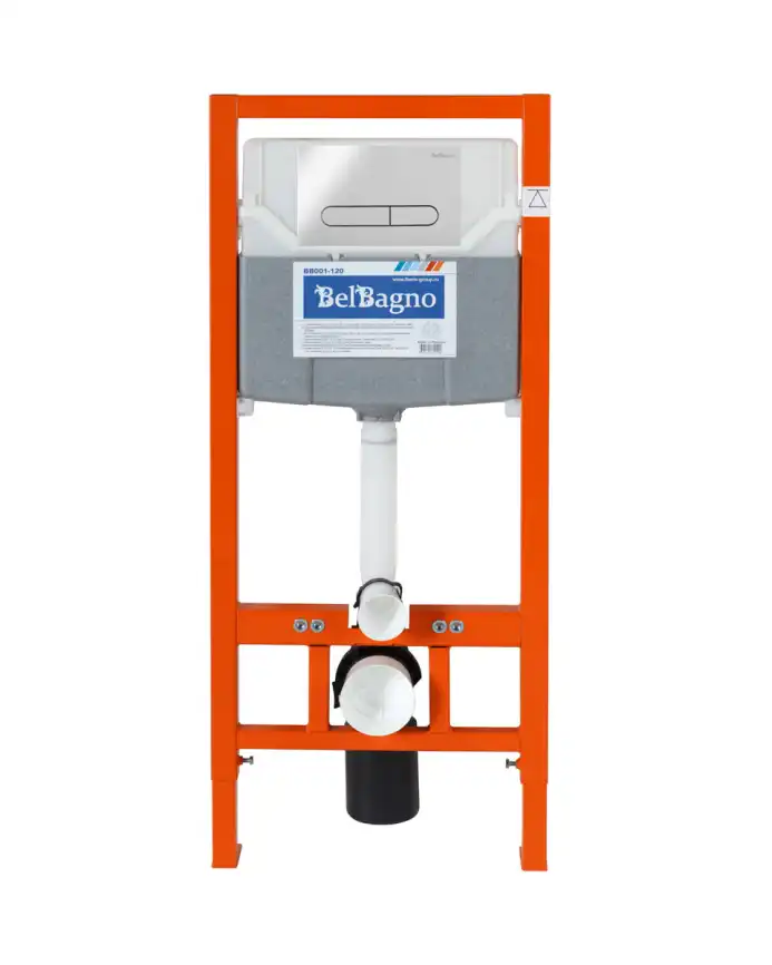 Инсталляция для подвесного унитаза BelBagno BB001-120  с кнопкой смыва BB005-PR-CHROME фото 2