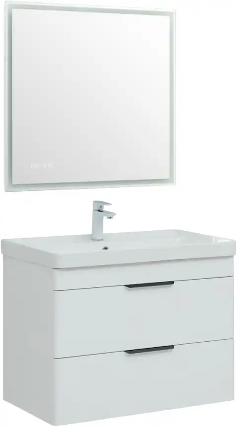 Тумба под раковину Aquanet Ирис new 85 белый глянец (2 ящика) 310146 фото 11