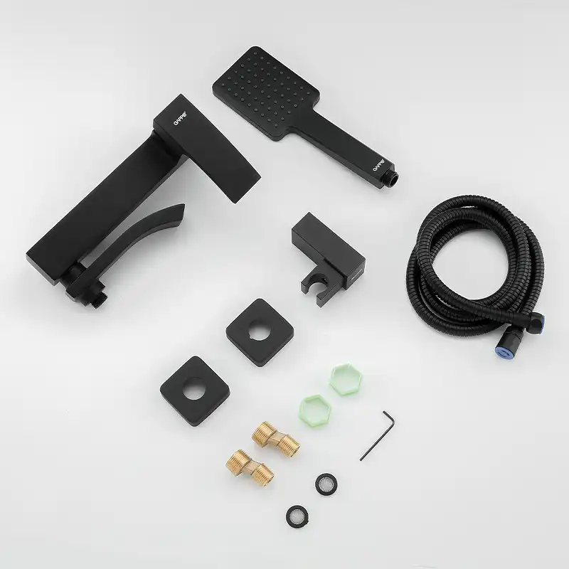 Смеситель для ванны Gappo G3207-6 с коротким изливом, Черный матовый фото 8