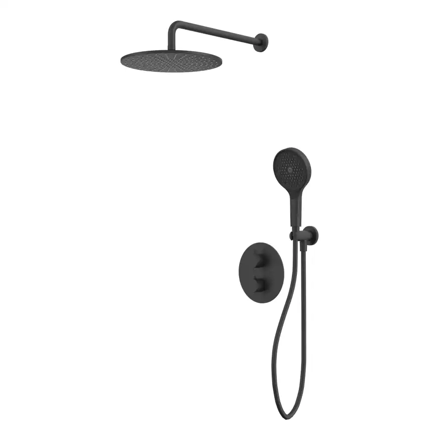 Душевая система для душа WHITECROSS Y black YSET08TOPBL, термостатическая, скрытого монтажа, Черный матовый фото 1