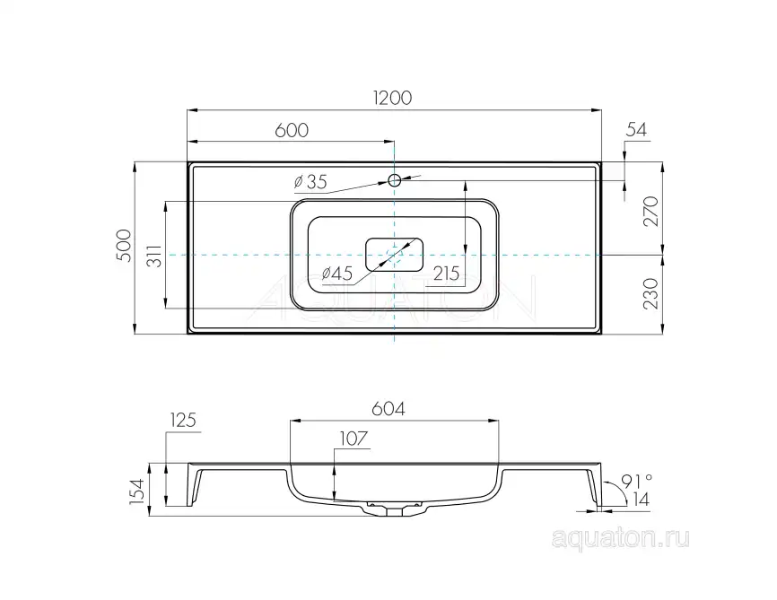 Раковина AQUATON Ричмонд 120 1A70583KRD010 фото 5