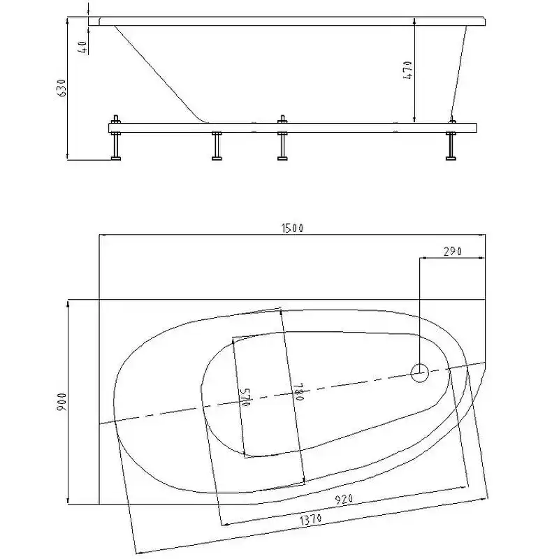 Акриловая ванна Aquatek Дива Правая 150х90 Eco-friendly DIV150-0000002, Белая фото 3