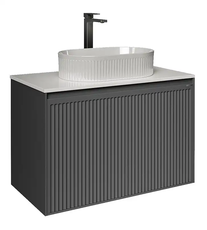 Тумба под раковину Grossman Кристалл 80 подвесная, графит матовый (108043) фото 3
