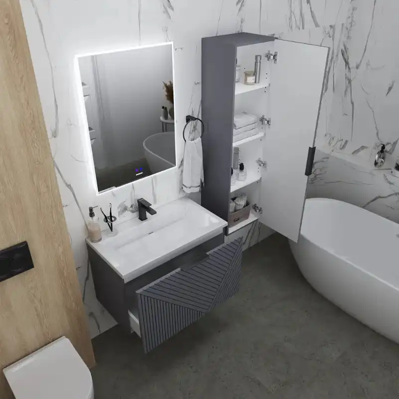 Тумба под раковину Grossman Блисс 70 подвесная, графит матовый (107053) фото 2