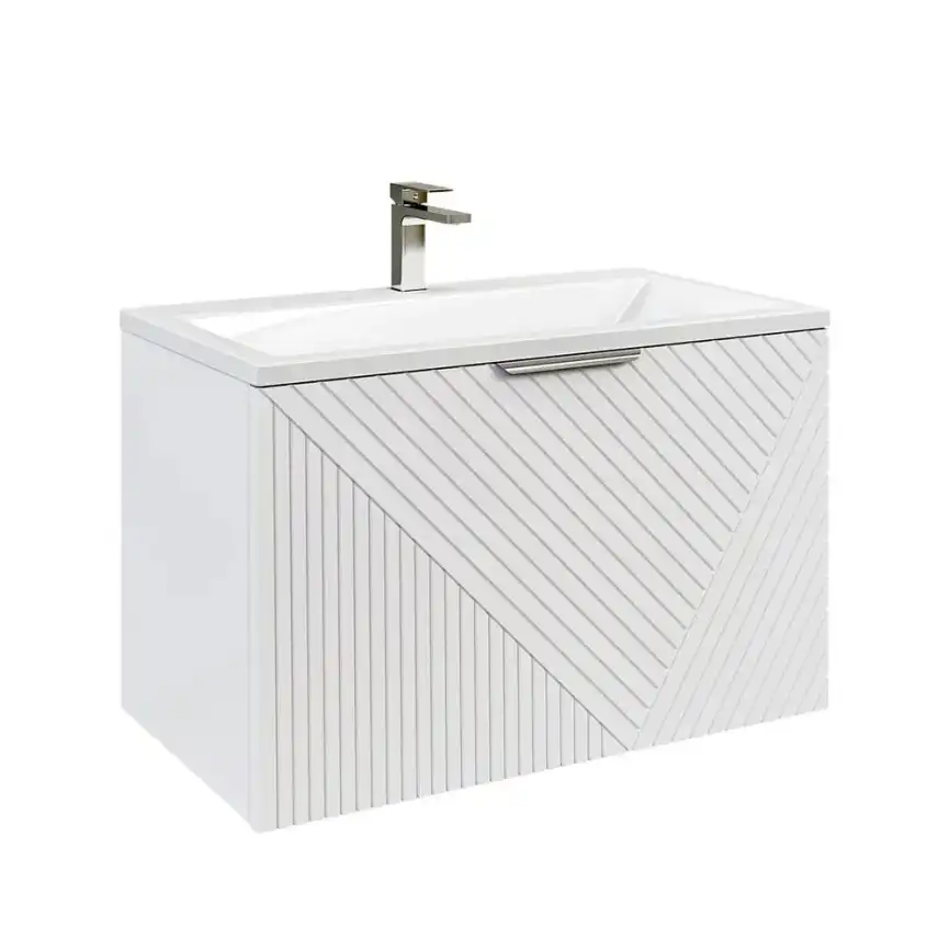 Тумба под раковину Grossman Блисс 80 подвесная, белая матовая (108046) фото 5