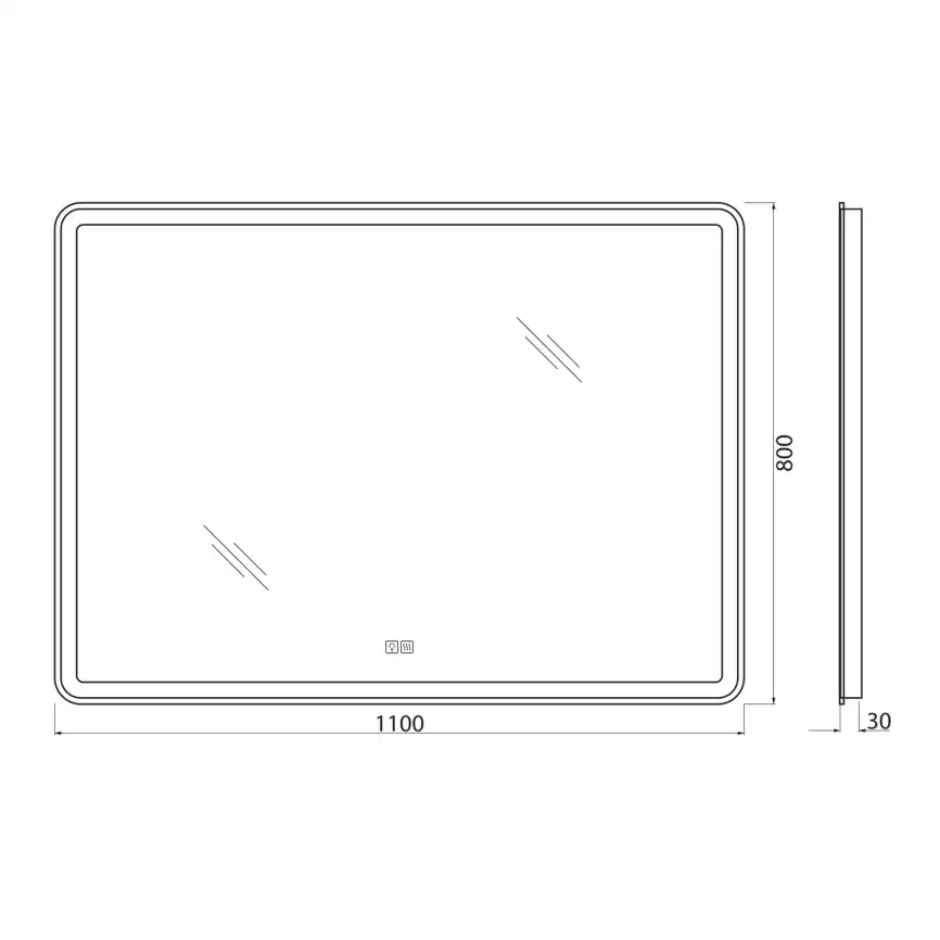 Зеркало BelBagno MARINO 110х80 SPC-MAR-1100-800-LED-TCH-WARM с подстветкой, сенсорный выключатель, с подогревом фото 9