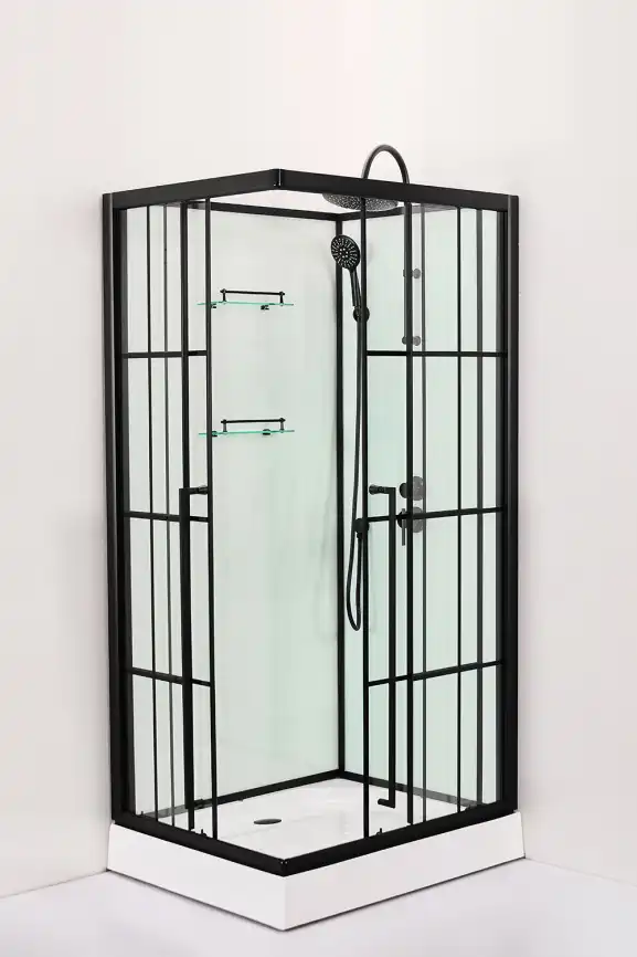 Душевая кабина Loranto 100х100, низкий поддон, Прозрачное стекло, CS-3008TM/W-100R фото 2