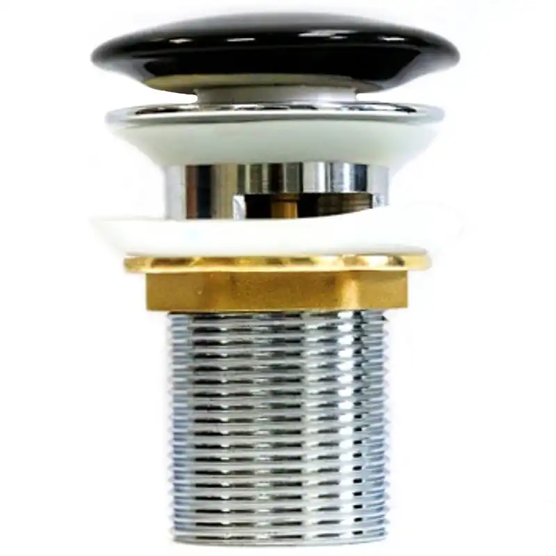 Донный клапан для раковины CeramaLux  RD026 с переливом, Черный матовый фото 3