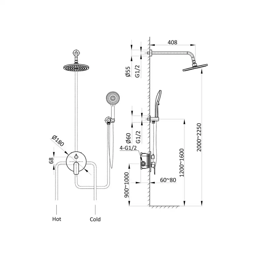 Душевая система  Vincea Esse VSFW-1E1MB VSFW-1E1MB встраиваемая, черный матовый фото 5