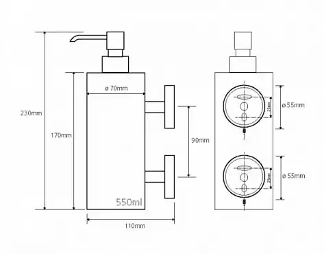Настенный дозатор для жидкого мыла 2 держателя 7 см BEMETA NEO Нержавеющая сталь 104109035 фото 2