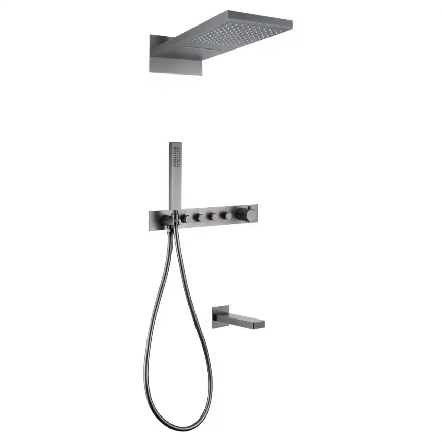 Душевая система ABBER Rund AF8753NG скрытого монтажа с изливом, термостат, никель фото 1