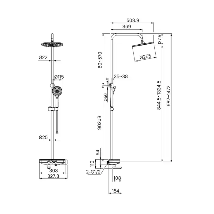 Душевая система IDDIS Shelfy SHEWTBTi06 для ванны с изливом цвет, Матовый белый фото 8