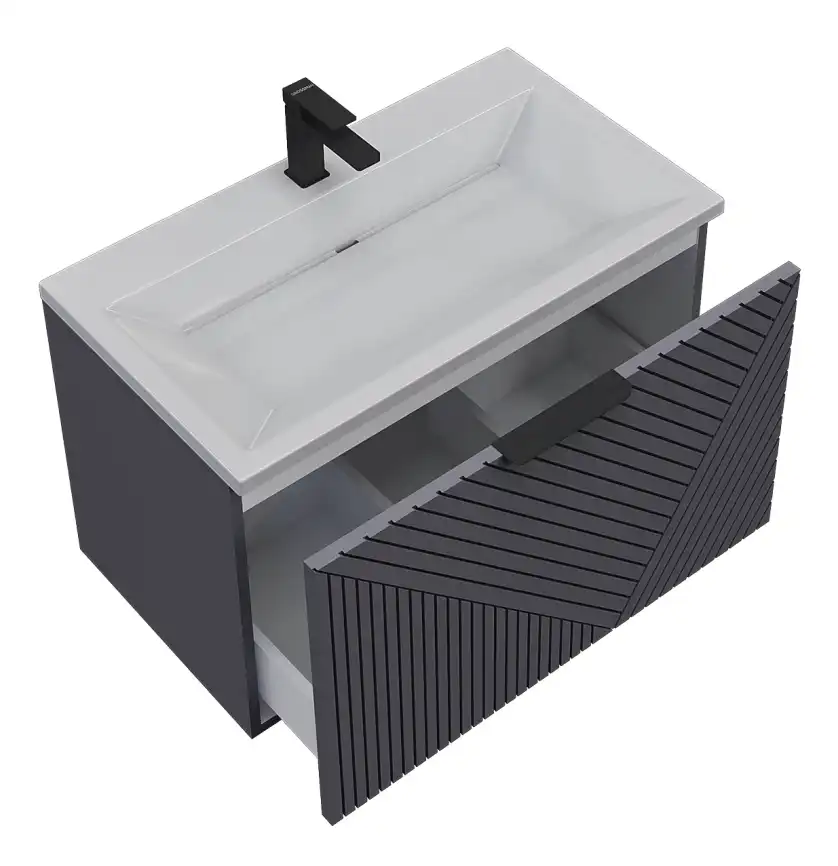 Тумба под раковину Grossman Блисс 100 подвесная, графит матовый (1010048) фото 6
