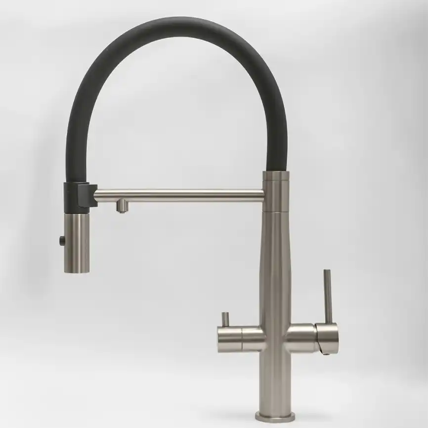 Смеситель для кухни с гибким изливом AVS PureRiver брашированный никель, 811-170-BN фото 3