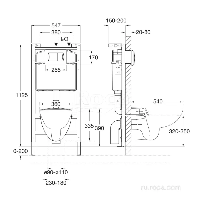 Комплект унитаза с инсталляцией Roca Victoria 893100000 подвесная чаша + инсталляция + сиденье + панель смыва Хром фото 2