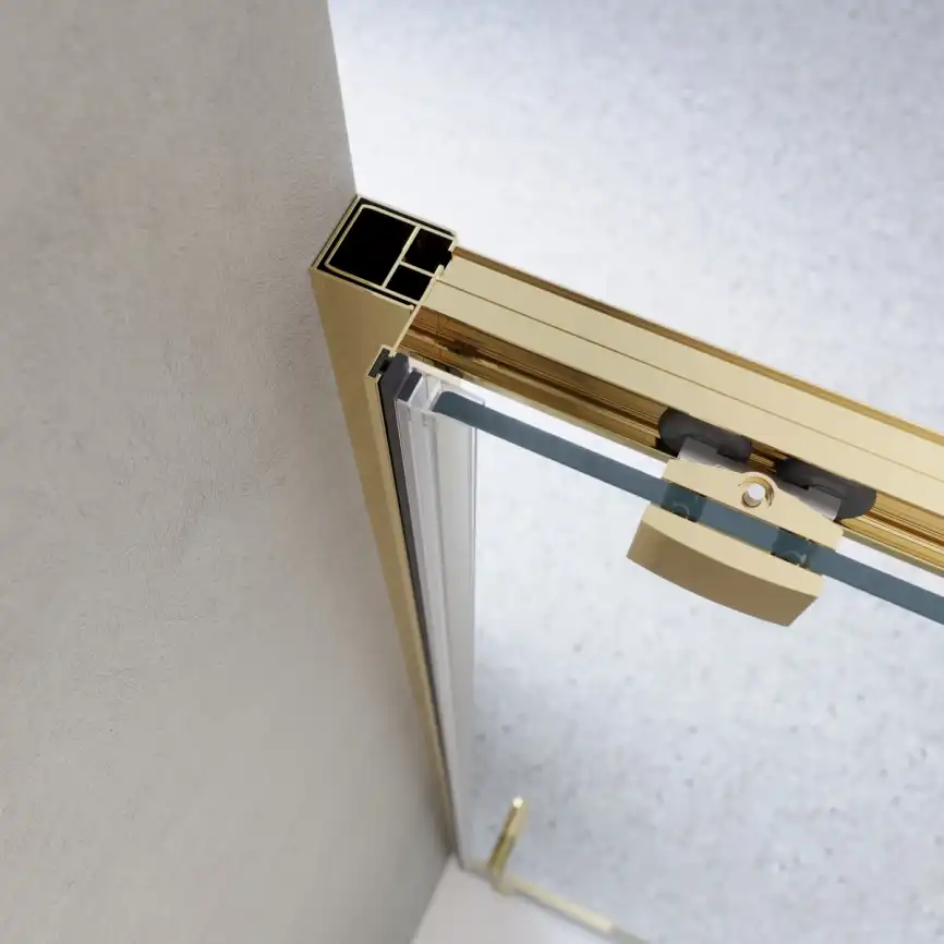 Душевая дверь BelBagno LUCE-BF-1-100-C-ORO стекло прозрачное, профиль Золото глянцевое фото 3