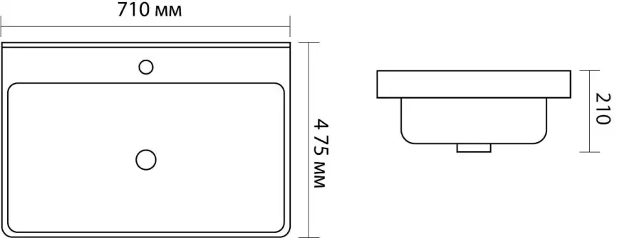 Раковина Aquanet Ирис 70 301804 прямоугольная, Белая глянцевая фото 2