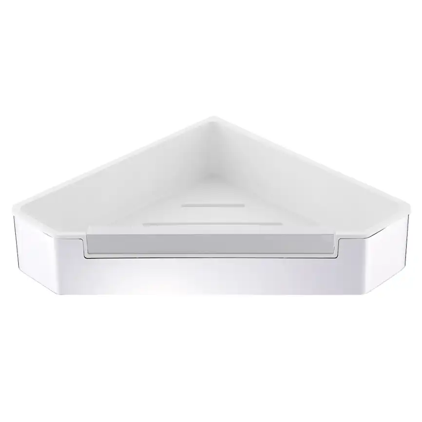 Полка угловая AVS Kori, 20х20 см, хром/белый, с бортиком-скребком фото 1