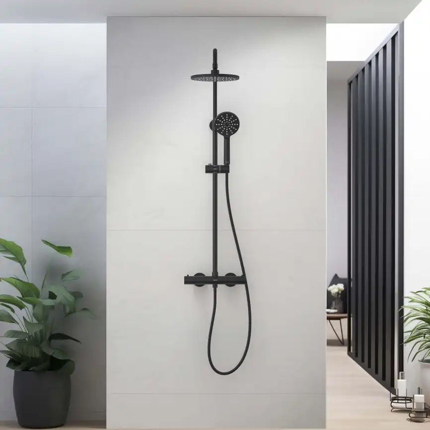 Душевая система Aquatek ЕВРОПА AQ2343MB с термостатом, Черный матовый фото 9