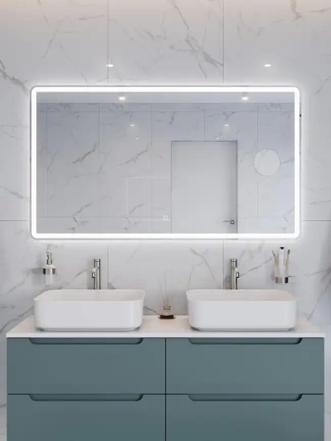 Зеркало BelBagno SPC-MAR-1400-800-LED-TCH-LNZ с подсветкой и встроенной линзой 3-х кратного увеличения фото 10