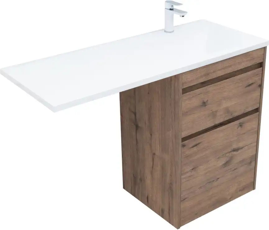 Тумба под раковину Aquanet Токио 120/58 дуб веллингтон (напольная 2 ящика) 333648 фото 5