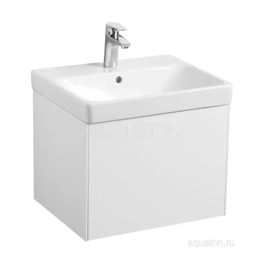 Тумба под раковину Aquaton Асти 55 1A263101AX2B0 подвесная цвет, белый глянец  / белый матовый фото 1