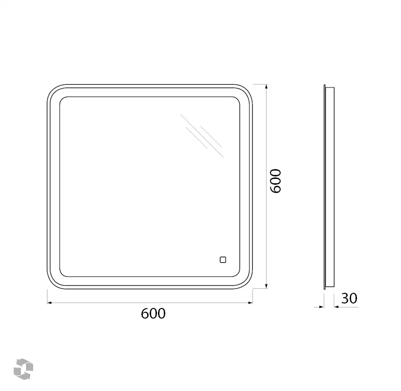 Зеркало BelBagno MARINO 60х60 SPC-MAR-600-600-LED-TCH с подстветкой, сенсорный выключатель фото 9