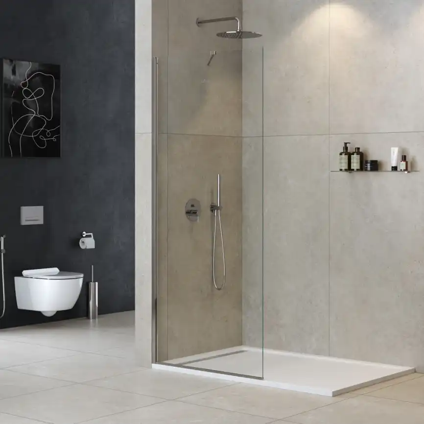 Душевая перегородка универсальная LIBERTA-L-1-TB-105-C-Cr стекло Прозрачное, профиль Хром фото 1