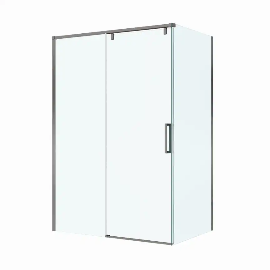 Душевой уголок BelBagno SOFT_CLOSE-1-AH-1-130/100-C-GM стекло прозрачное, профиль Оружейная сталь фото 10