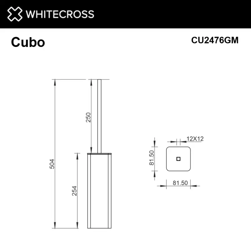 Ершик для унитаза Whitecross CUBO gunmetal, CU2476GM, Оружейная сталь фото 2