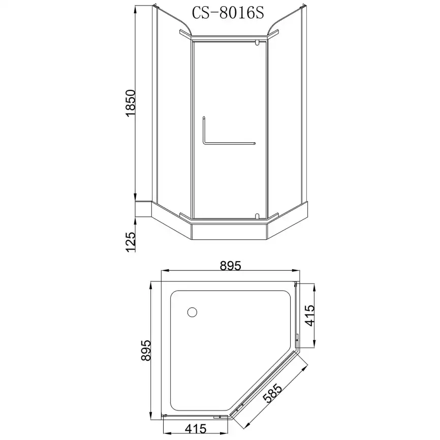 Душевой уголок Loranto 90х90  CS-816S B 90 (GRAY), профиль сатин, стекло Тонированное фото 3