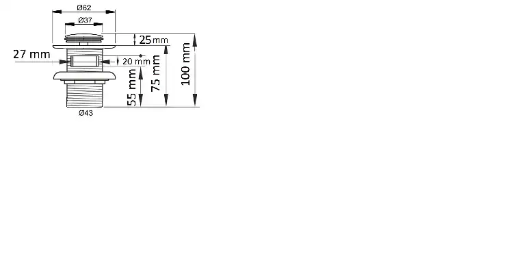 Донный клапан для раковины CeramaLux RD014 без перелива, Хром фото 2
