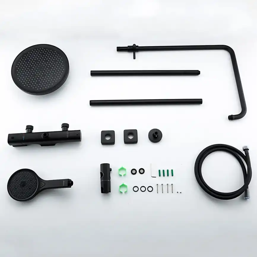 Душевая система Gappo G2495-76 с тропическим душем и термостатом, Черный матовый фото 4