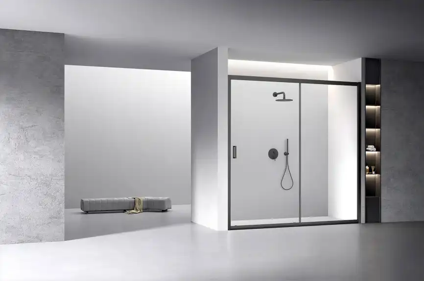 Душевая дверь Veconi Vianno VN-60B 180 см, VN60B-180-01-C5, профиль Черный, стекло Прозрачное фото 2