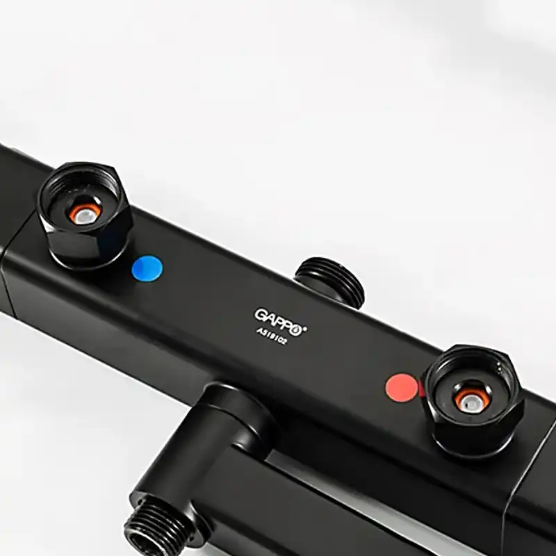 Душевая система Gappo G2491-6  с тропическим душем и термостатом, Черный матовый фото 6