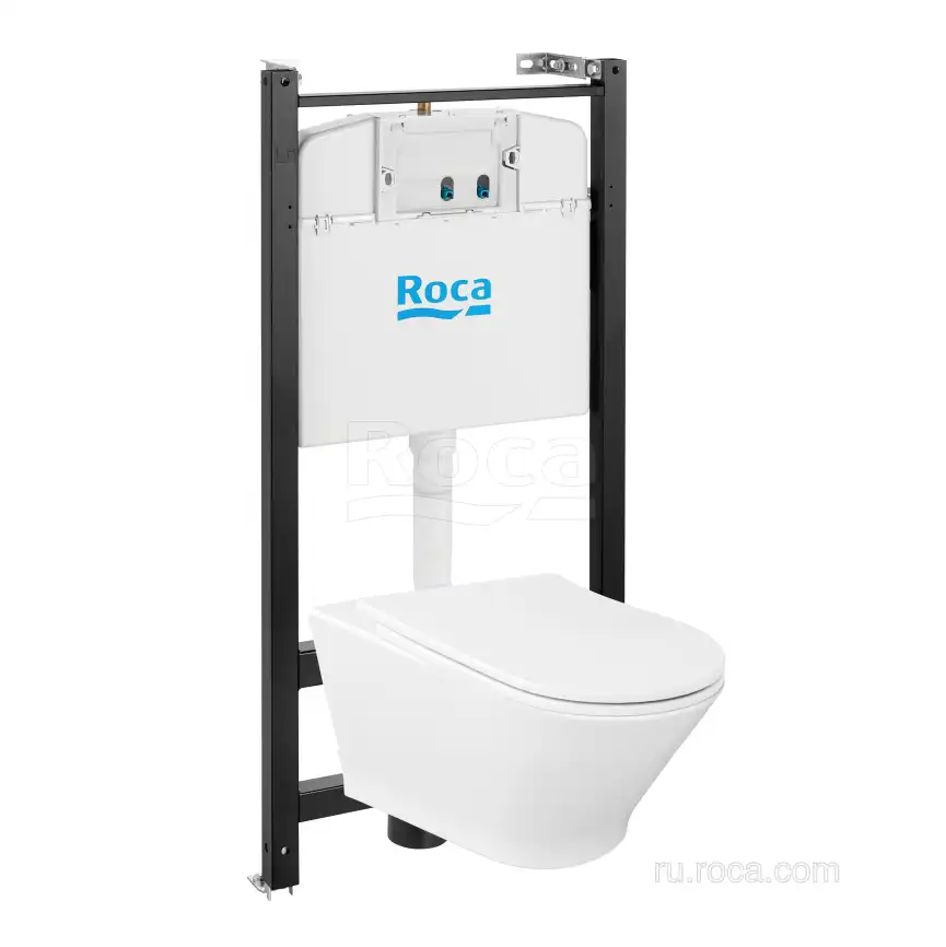 Комплект унитаза с инсталляцией Roca The Gap Round 893105000 подвесная чаша Rimless + инсталляция + сиденье дюропласт, без панели смыва фото 1