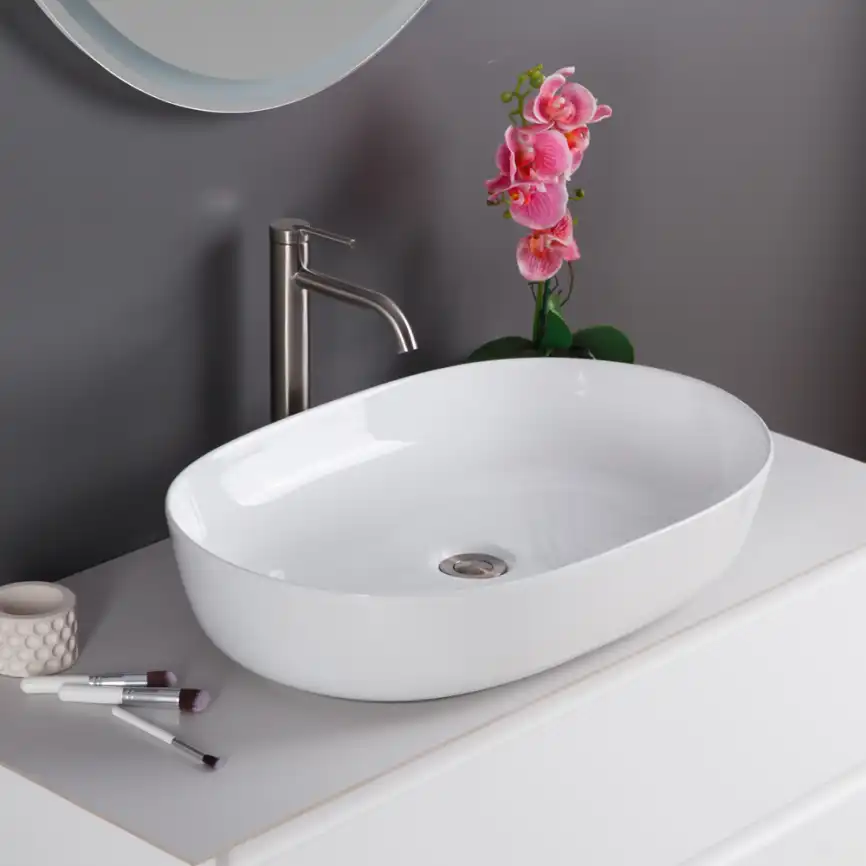 Раковина накладная BelBagno 610х420х140 BB1348, цвет Белый фото 3