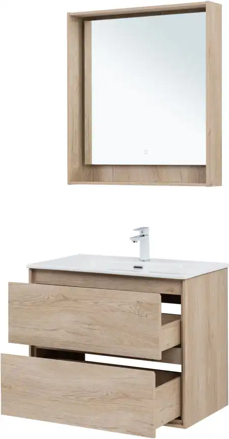 Тумба под раковину Aquanet Милан 80 дуб светлый, подвесная, 336384 фото 13