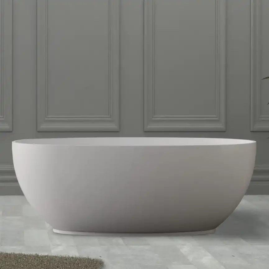 Ванна Abber Stein 150х80 AS9641-1.5 из искусственного камня, Белая матовая фото 1