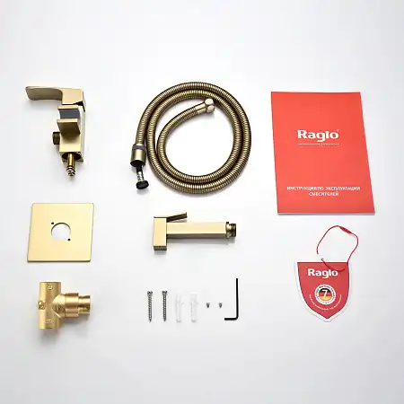 Смеситель с гигиеническим душем Raglo R01.52.03, Золото матовое фото 9