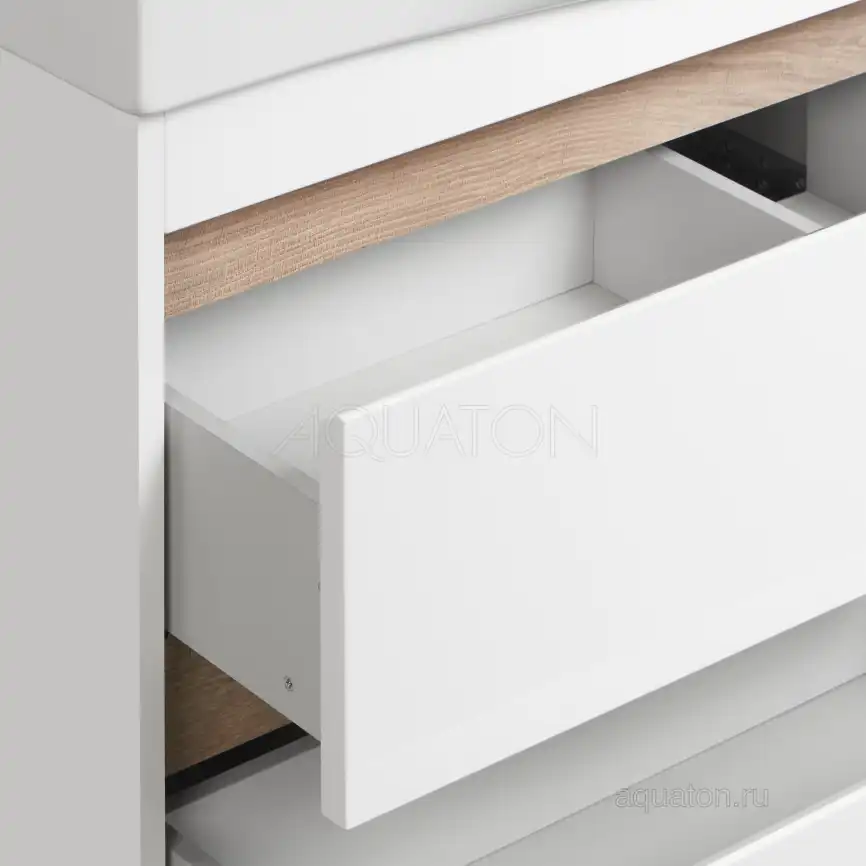 Тумба под раковину Aquaton Нортон 100 1A249001NT010 подвесная цвет, белый глянец / дуб эндгрейн фото 8
