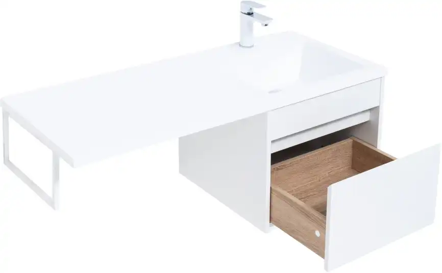 Тумба под раковину Aquanet Токио 110/48 белый (подвесная, 1 ящик) 236915 фото 10