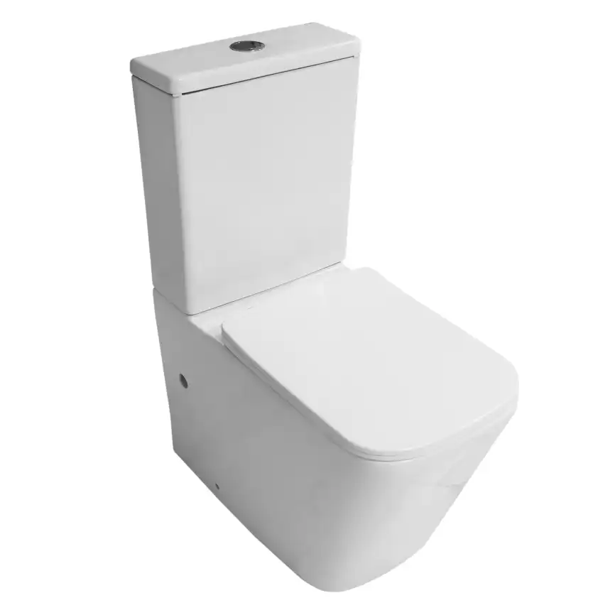 Унитаз-компакт Azario Indor AZ-T004B-R напольный, безободковый, в комплекте с бачком и сиденьем микролифт, Белый глянцевый фото 1