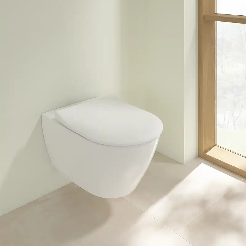 Унитаз подвесной Villeroy&Boch SUBWAY 2.0, безободковый, тонкое сиденье микролифт, 5614R2R1 фото 3