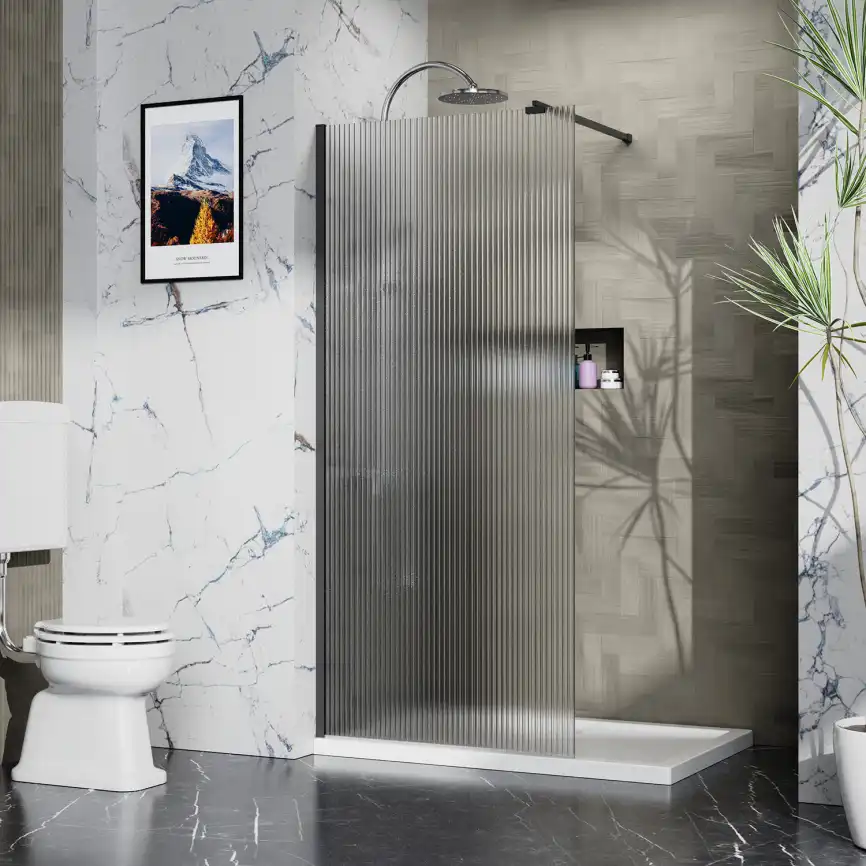 Душевая перегородка Azario 100 AZ-251-100-MB-CRF, профиль черный матовый, стекло Рифленое фото 1