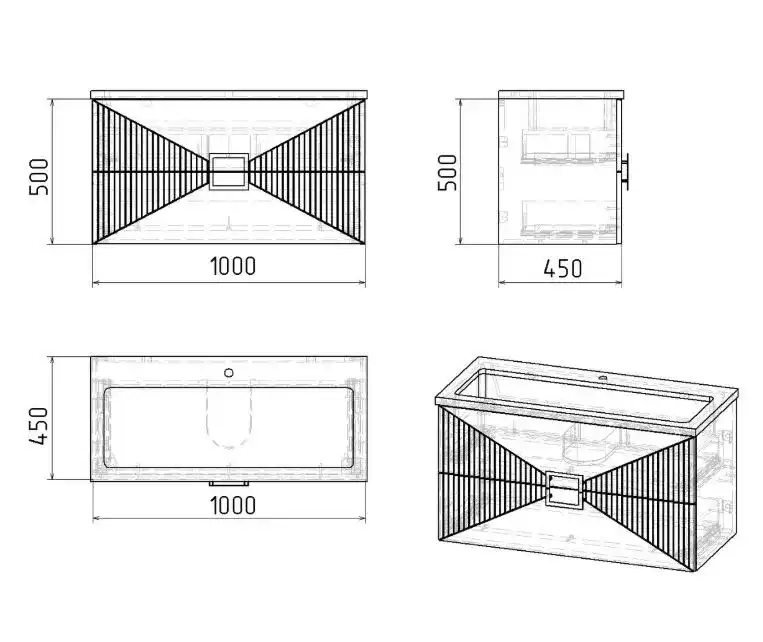Тумба под раковину Grossman Луксор 100 подвесная, графит матовый (1010059) фото 7