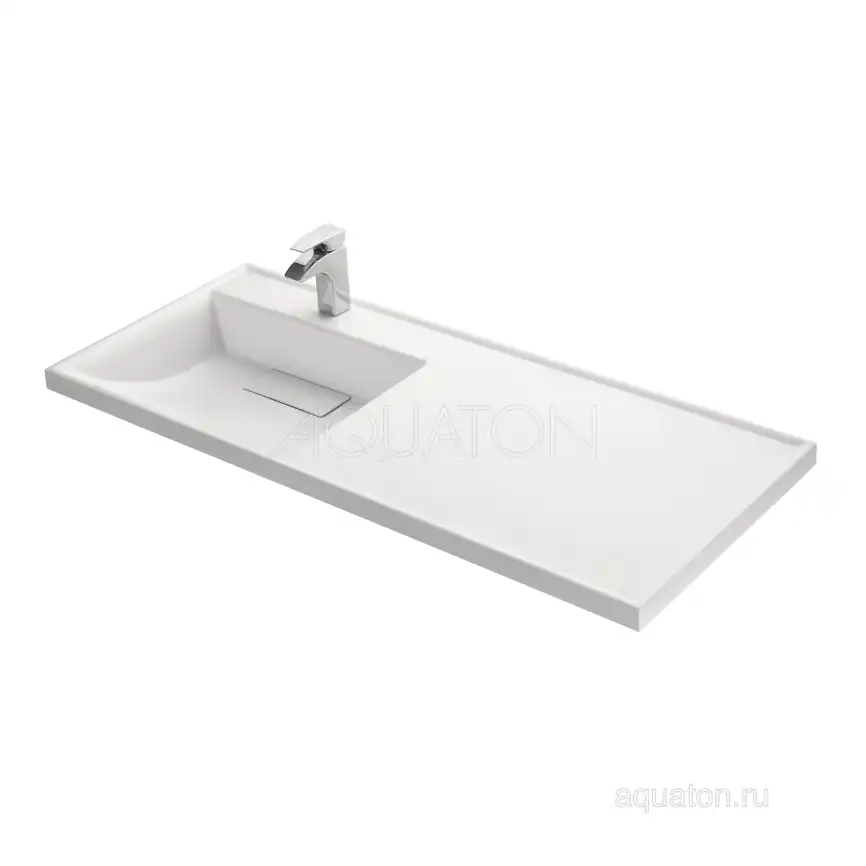 Раковина  Aquaton Лондри 120х50 L 1A72843KLH01L левая над стиральной машиной, из литьевого мрамора, Белая фото 1