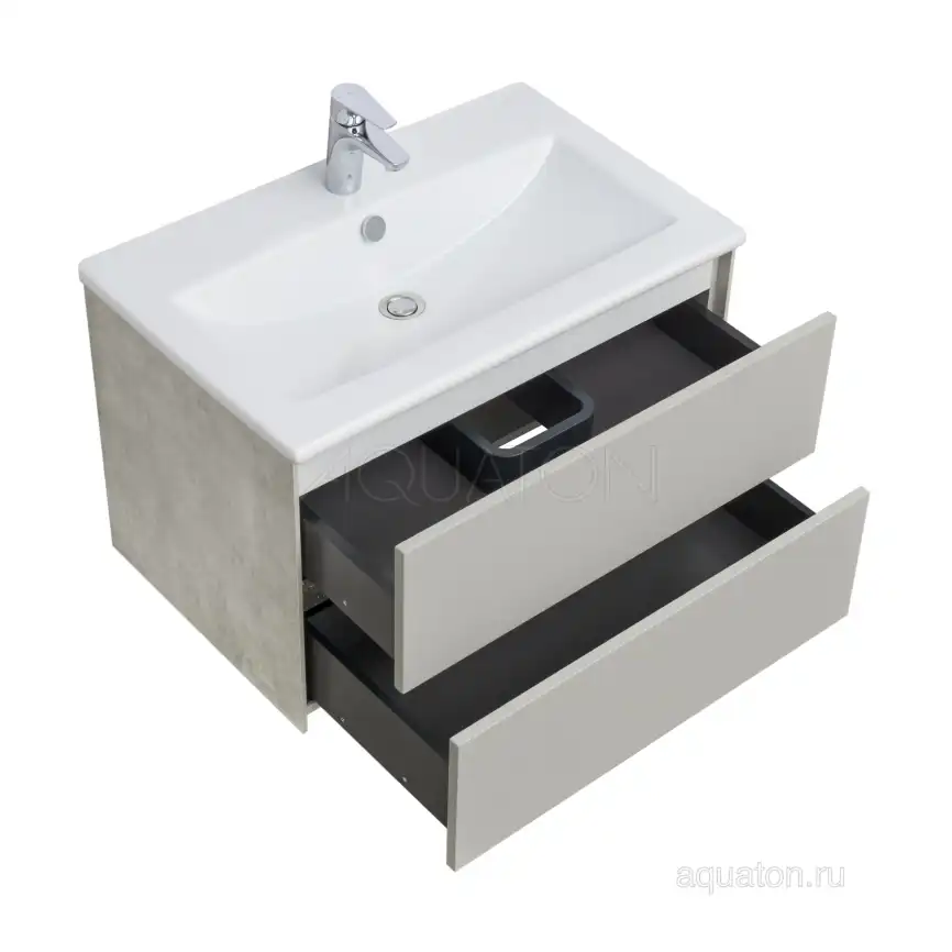 Тумба под раковину Aquaton Сохо 75 1A258101AJ9A0 подвесная цвет, слэйт / галька серая фото 3