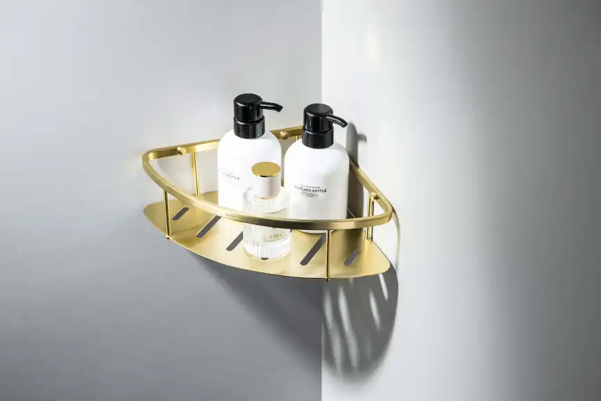 Полка для душа угловая Aquatek AQ4926BG, Золото матовое фото 3